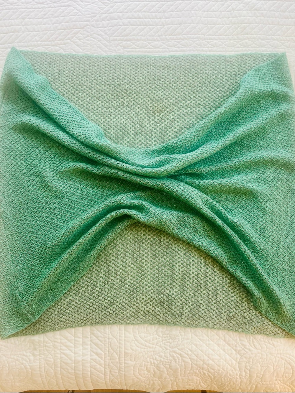 Echo Teal and Silver Open Knit Women's Cowl Neck Scarf/Sweater